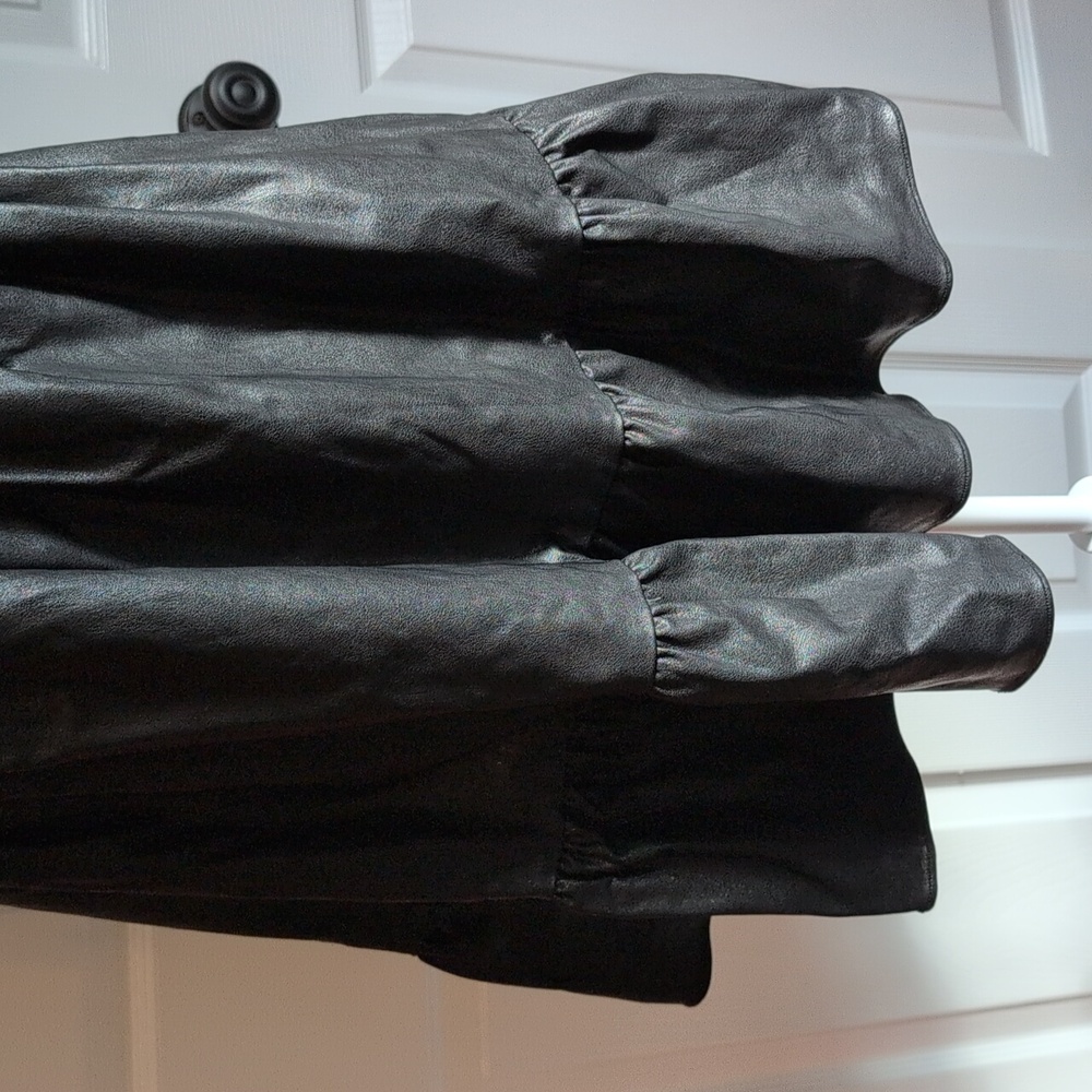 Amanda Uprichard Black Puff Sleeve Vegan Leather Mini Dress - Picture 4 of 12